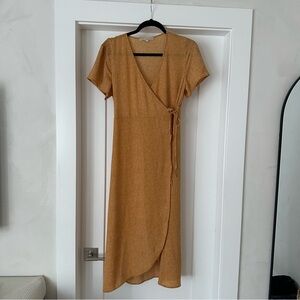 Monk & Lou Wrap Dress in Mustard Yellow polka dot